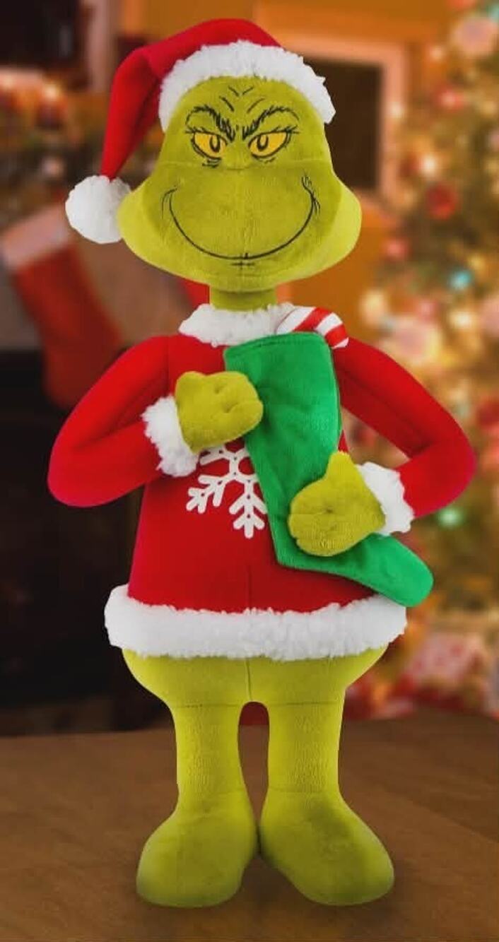 NEW! Dr Seuss 18" Holiday Greeter Grinch in Ugly Sweater Christmas Holiday Decor